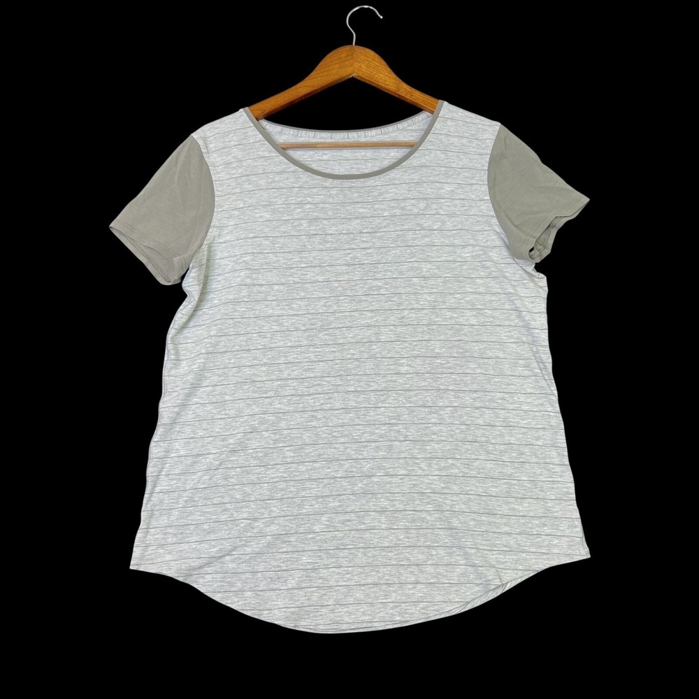 Lululemon Love Crew III Short Serve Stripe Heathered Core Light Grey Sage Size 8